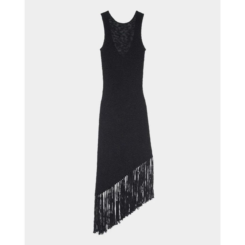 Rails Rylee Fringe-Trim Black Knit Midi Dress Siz… - image 3